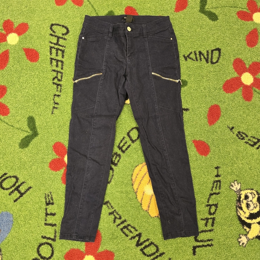 White House Black Market Navy Blue Skinny Cropped Ankle Pants Size 2